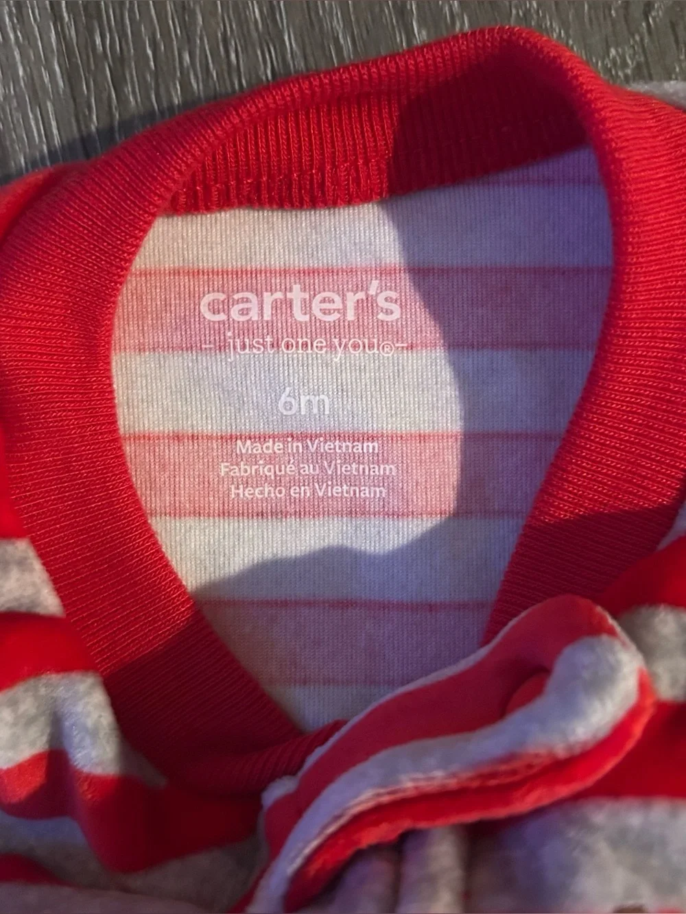 NWT Carter’s 6 Months Christmas Red Gray Striped Soft Warm 2 Way Zip Up Sleeper